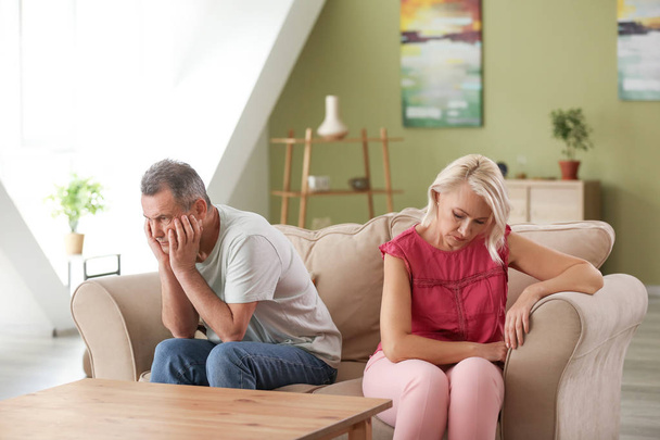 Sad middle-aged couple after quarrel at home - Photo, Image
