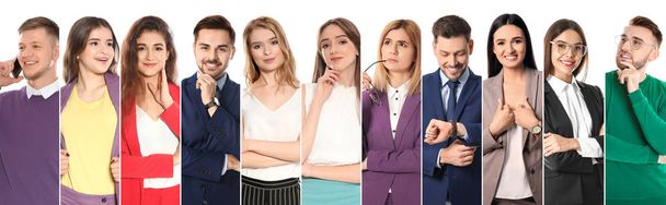 Collage of attractive people on white background. Banner design  - Photo, Image