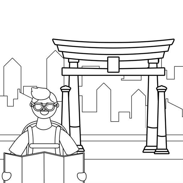 Isolated china arch landmark design - Vector, Image