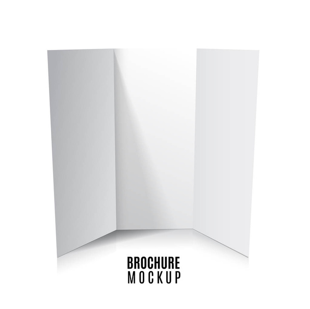 白に分離された空白の三つ折り紙パンフレットのモックアップ。ベクトルイラストレーション - ベクター画像