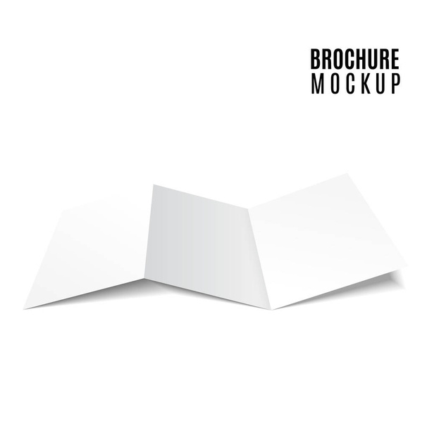 白に分離された空白の三つ折り紙パンフレットのモックアップ。ベクトルイラストレーション - ベクター画像