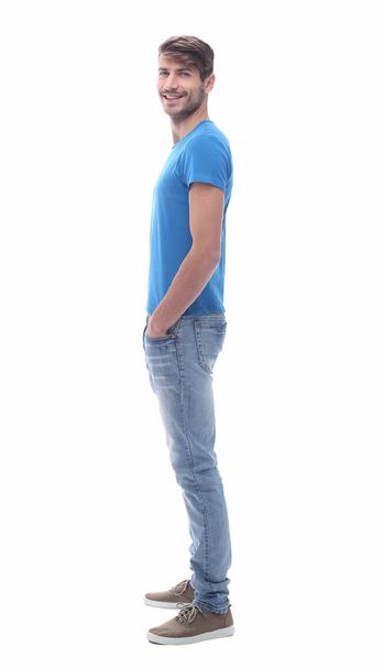 side view . modern young man in jeans. - Fotografie, Obrázek