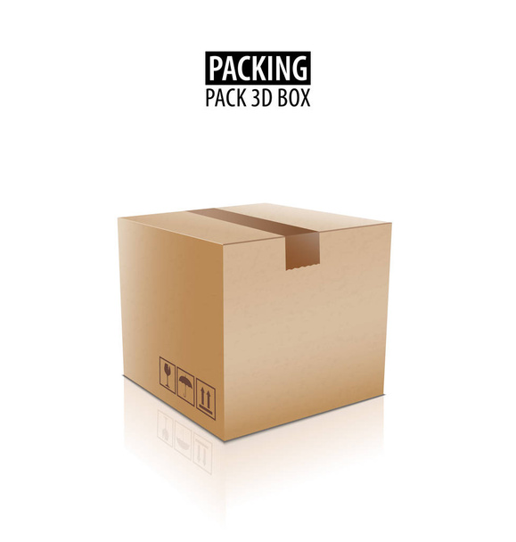 Boîte d'emballage de livraison en carton fermé marron avec des signes fragiles isolés sur fond blanc illustration vectorielle
. - Vecteur, image