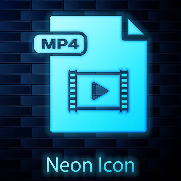 Documento di file MP4 al neon incandescente. Scarica icona pulsante mp4 isolato su sfondo muro di mattoni. Simbolo del file MP4. Illustrazione vettoriale
 - Vettoriali, immagini