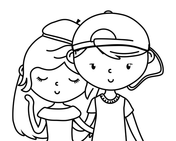 Teenager boy and girl cartoon design - Vector, Image