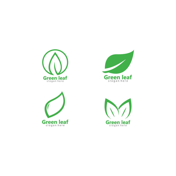 Green eco leaf logo vector icon illustration  - Vector, Image