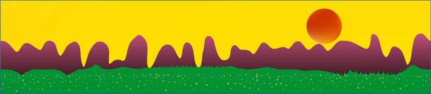 Yellow sky, and mountains landscape.  - Vector, Image