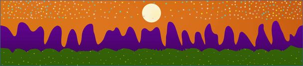 Orange red sky, and mountains landscape.  - Vector, Image