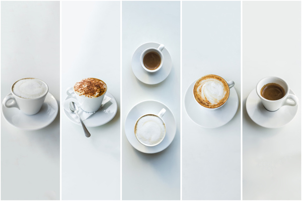 Collage en forma de rayas verticales que muestran diferentes fotos de sabroso café
 - Foto, imagen
