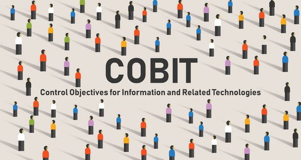 Το COBIT, έλεγχος στόχων για πληροφορίες και συναφείς τεχνολογίες. Έννοια με λέξεις-κλειδιά, γράμματα και εικονίδια διανυσματικά. - Διάνυσμα, εικόνα
