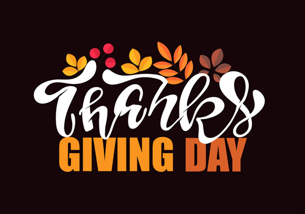 Happy Thanksgiving Day-cute sjabloon hand getrokken doodle belettering poster banner kunst - Vector, afbeelding
