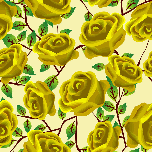 Yellow roses pattern - Vektor, obrázek