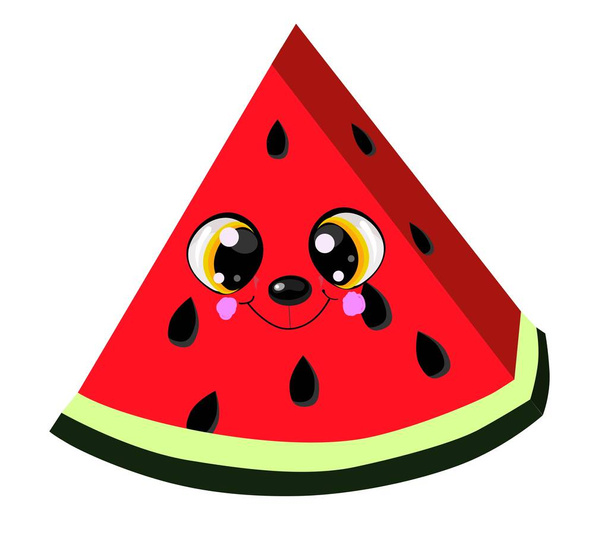 Niedliche Cartoon-Wassermelone genießt die Sommersaison. - Vektor, Bild