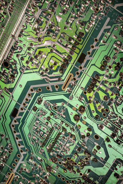 Computer Electronic Microcircuit Motherboard Detail Green Vignet - Photo, Image
