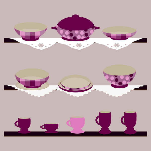 Vector background with crockery - Vector, Image