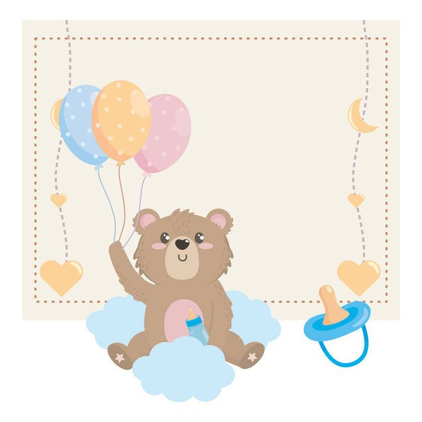 baby shower symbol and bear design - Vektor, Bild