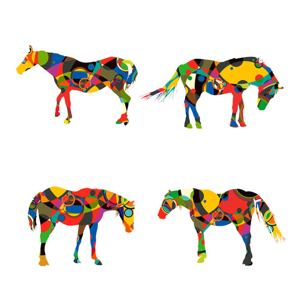 Stilizált lovak - Vektor, kép