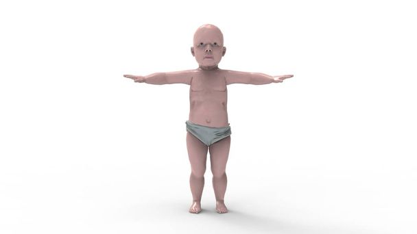 3d rendering of a baby isolated in white studio background - Photo, Image