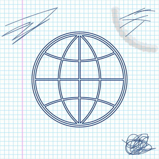 Το είδωλο της γραμμής σφαίρας γείωσης απομονώνεται σε λευκό φόντο. Ο κόσμος ή η γη. Παγκόσμιο σύμβολο του Διαδικτύου. Γεωμετρικά σχήματα. Απεικόνιση διανυσματικών φορέων - Διάνυσμα, εικόνα