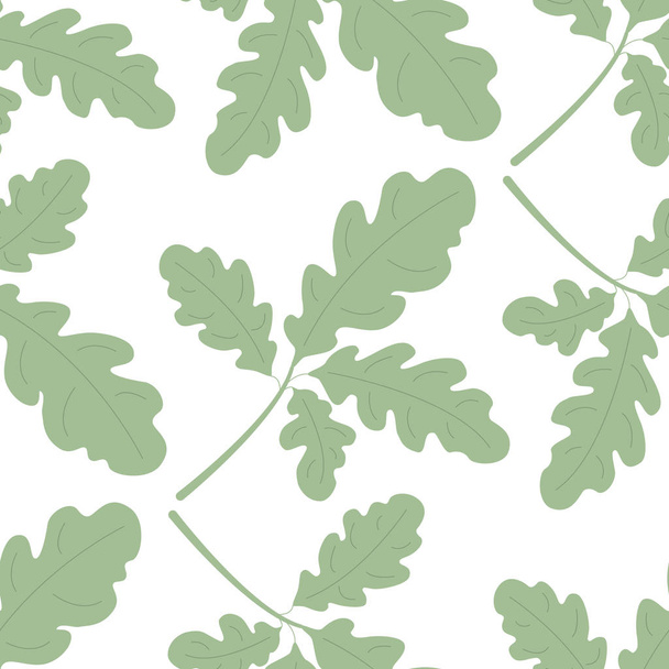 Naadloos patroon met groene eikenbladeren. Zomer natuurlijke patroon met planten. Geschikt voor achtergrond, bruiloft uitnodigingen en kaarten - Vector, afbeelding