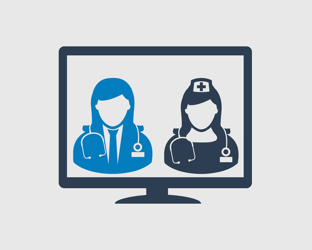 Icono de ayuda médica en línea sobre fondo gris
. - Vector, Imagen