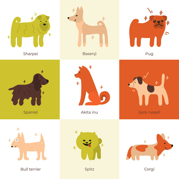Ilustrações de raças de cães
 - Vetor, Imagem