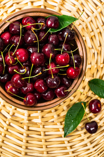 Sweet Red Cherries. Cherries Background. Selective focus. - Photo, Image