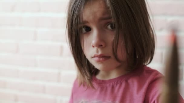 Anti-war Propaganda. Child Against Murder. Close-up , - Filmati, video