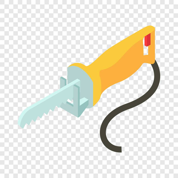 Yellow electric saw icon, isometric 3d style - Vetor, Imagem