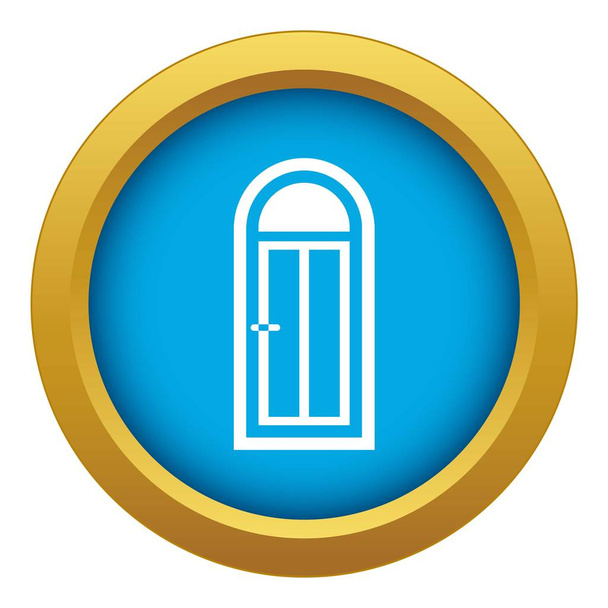 Arched wooden door with glass icon blue vector isolated - Διάνυσμα, εικόνα