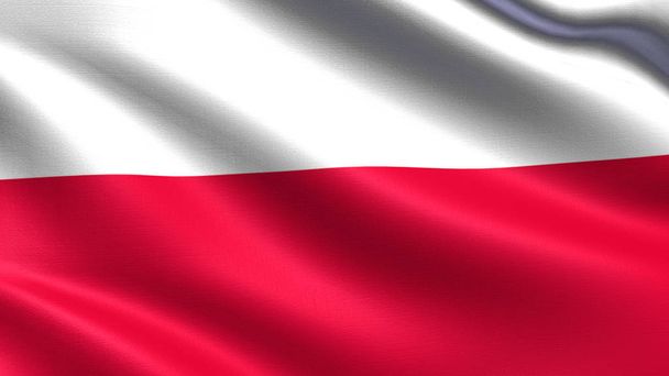 Vlag van Polen, met wuivende stof textuur - Foto, afbeelding