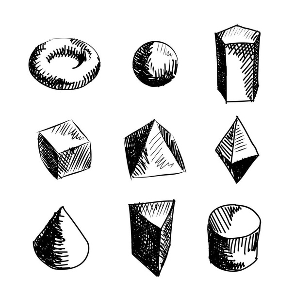 Skizzen geometrischer Formen - Vektor, Bild