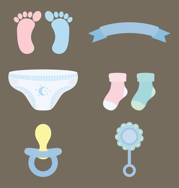 Baby Shower zestaw akcesoriów ikony - Wektor, obraz