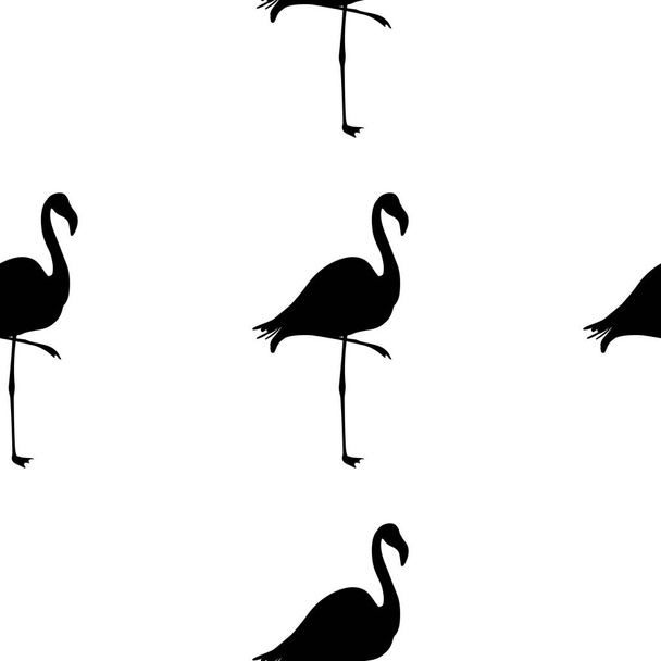 Seamless flamingo pattern vector illustration. Black flamingos pattern. Summer Wallpaper Background, Cartoon Vector illustration. - Vektor, obrázek