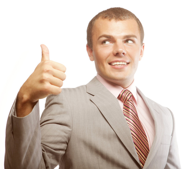 Happy business man going thumbs up - Foto, imagen