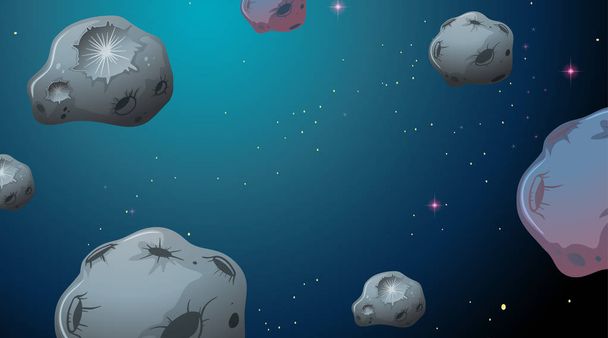 Asteroidy w scenie kosmicznej - Wektor, obraz