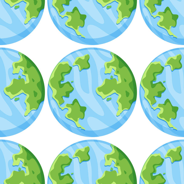 Dibujos animados de azulejos de patrón sin costura con la Tierra
 - Vector, Imagen