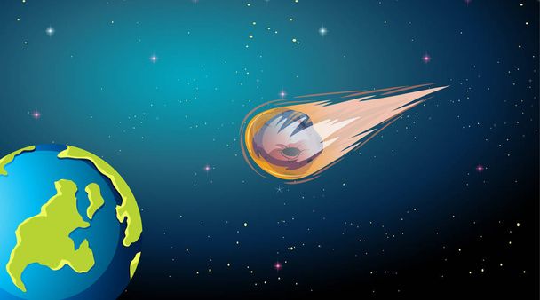 Astéroïde tombant sur la scène terrestre
 - Vecteur, image
