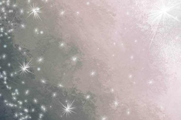 abstrakter Traumhintergrund, fantastischer verschwommener Wolken- und Himmelsverlauf, weicher Fokus, Grunge-Textur, pastellfarbene Vanille-Rosatöne, glitzernde Sterne, weihnachtliche Muster. - Foto, Bild