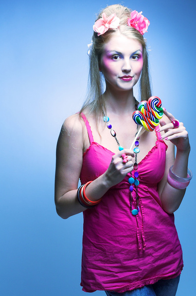Girl with lollipop - Φωτογραφία, εικόνα