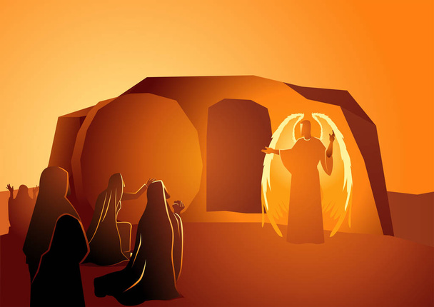 Anjo apareceu no túmulo de Jesus
 - Vetor, Imagem