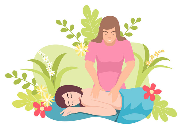 Vrouw wordt Massage - Vector, afbeelding