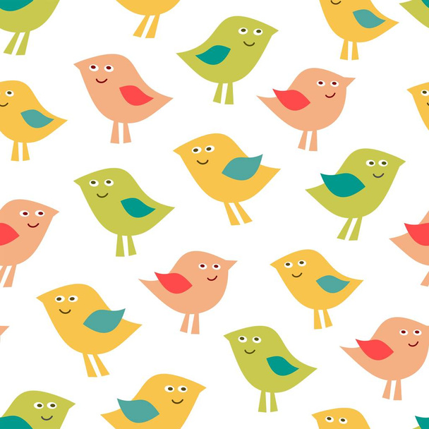 Cute birds baby pattern. Funny kids background. Vector illustration. - Vecteur, image
