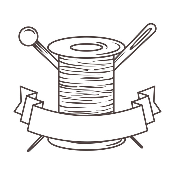孤立した仕立て屋の糸および針の設計 - ベクター画像