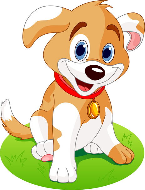 Cute Puppy sitting on the meadow - Vector, imagen