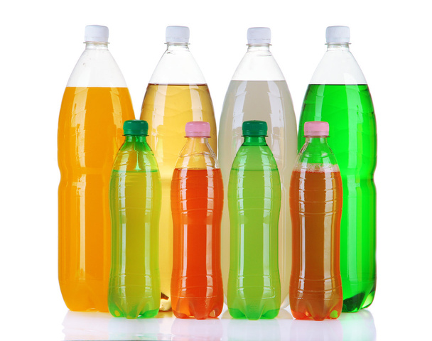 Assortment of bottles with tasty drinks, isolated on white - Foto, Imagem