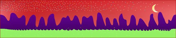Coral sky, and mountains landscape.  - Vector, Image