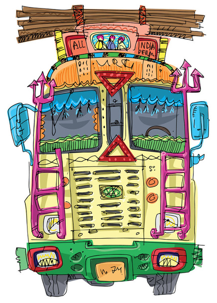 Un camion indien décoré avec brio
 - Vecteur, image