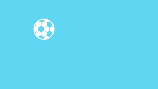 animation of a jumping and rotating soccer ball on blue - Filmmaterial, Video