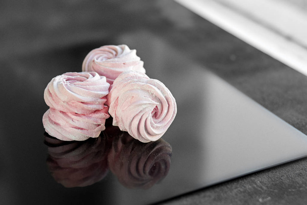 Delicate sweet pink zephyr. The concept of food and sweets. - Photo, Image